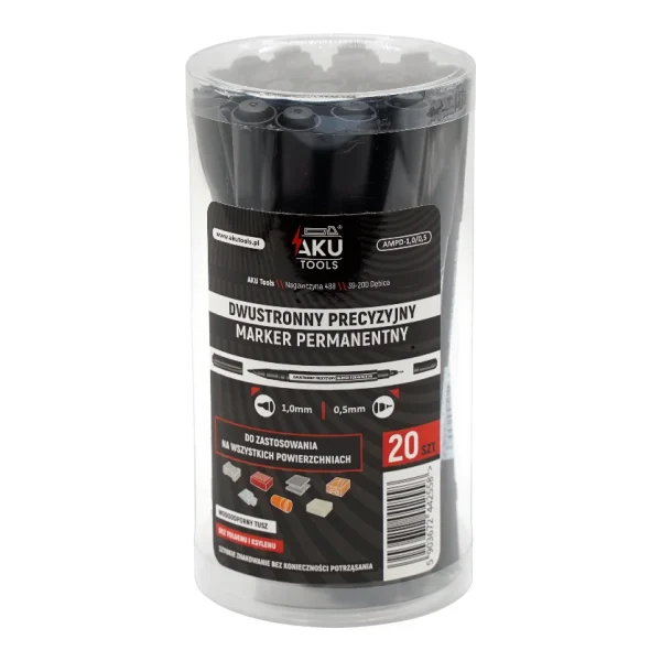 Marker precyzyjny dwustronny permanentny czarny 1,0 / 0,5 mm