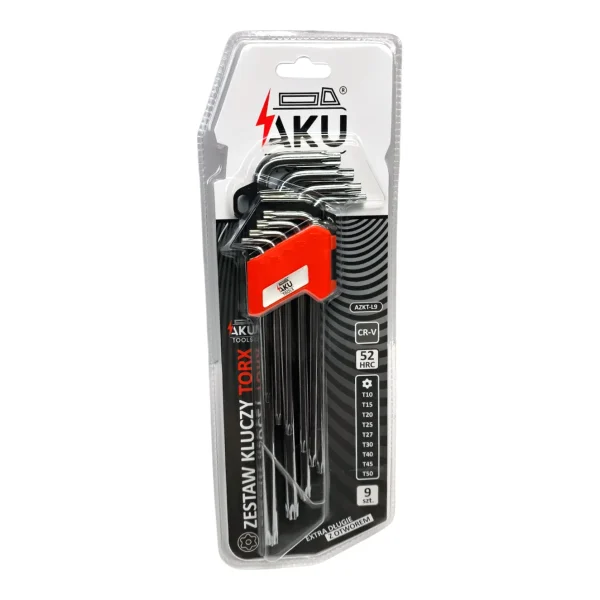Zestaw kluczy Torx extra długich z otworem 9 szt.